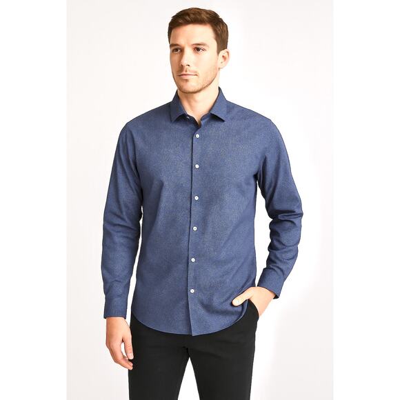 Murano Slim Fit Micro Check Large 100% Cotton Long Sleeve Office Preppy - Picture 1 of 4